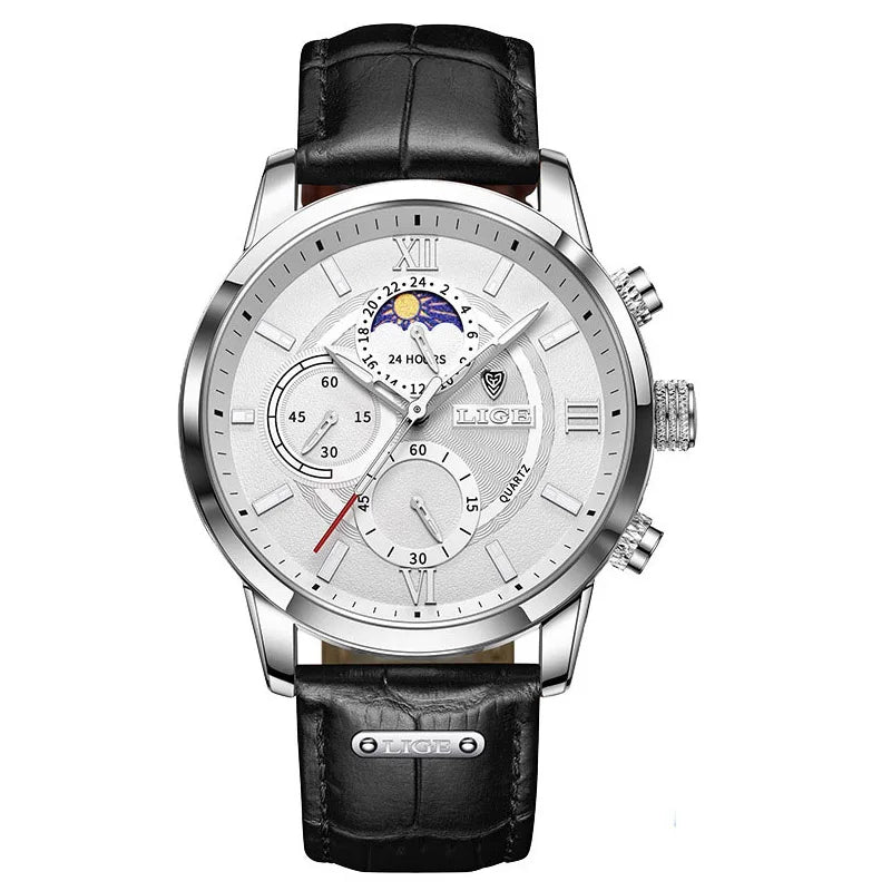 LIGE Luxury Women's Watch Fashion Leather Waterproof Luminous Watch For Women Casual Sports Date Quartz Chronograph Montre Femme