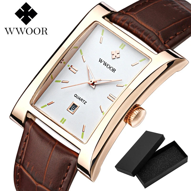 Wwoor Top Brand Luxury Wwoor Business Male Wristwatches Waterproof Mens Watches Minimalist Leather Watch Men Relogio Masculino