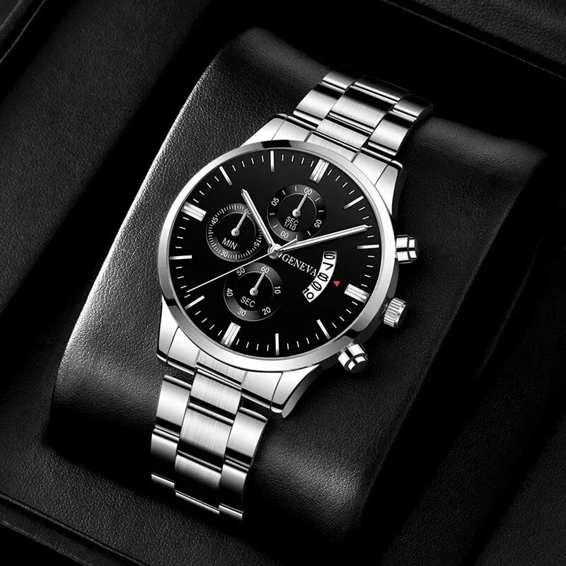 Luxury Men's Stainless Steel Quartz Watch – Waterproof Business Style