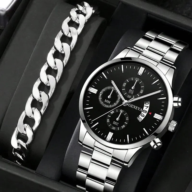 Luxury Men's Stainless Steel Quartz Watch – Waterproof Business Style