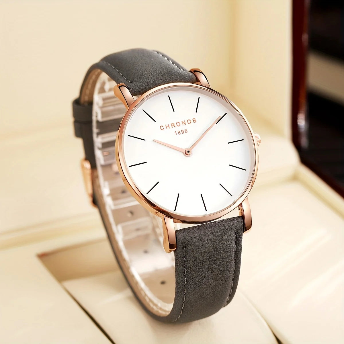 Minimalist Men’s Leather Watch – Luxury Quartz Style (Black/Brown)