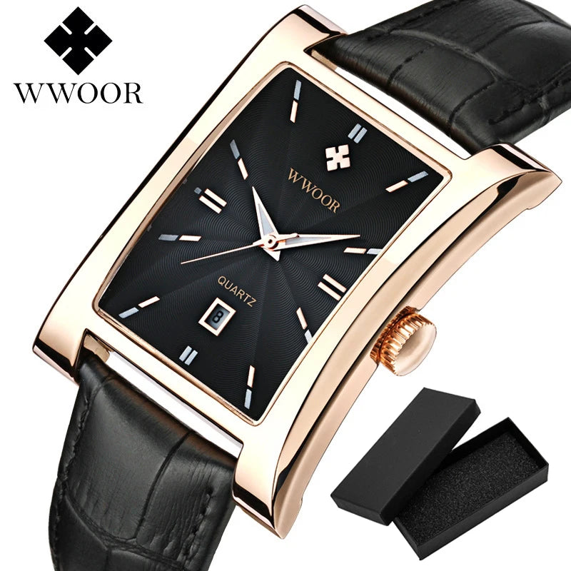 Wwoor Top Brand Luxury Wwoor Business Male Wristwatches Waterproof Mens Watches Minimalist Leather Watch Men Relogio Masculino