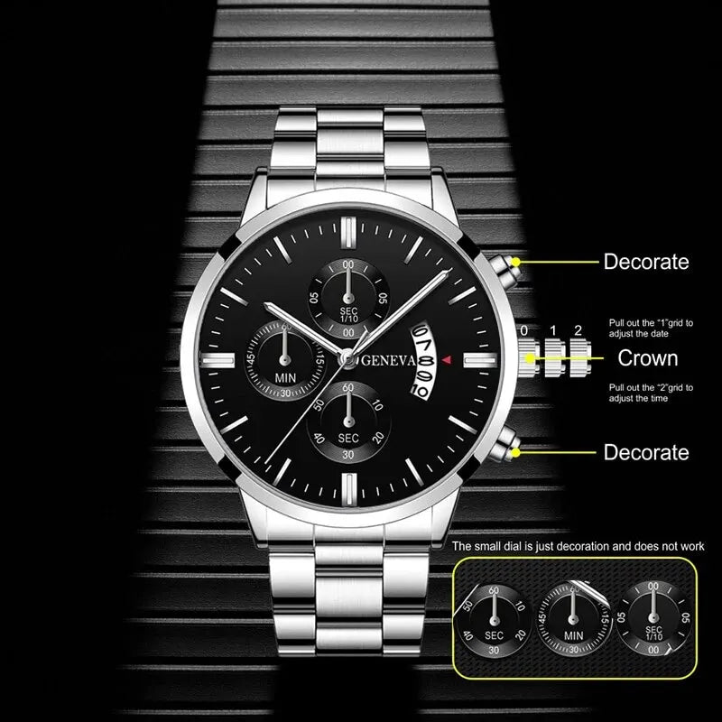 Luxury Men's Stainless Steel Quartz Watch – Waterproof Business Style