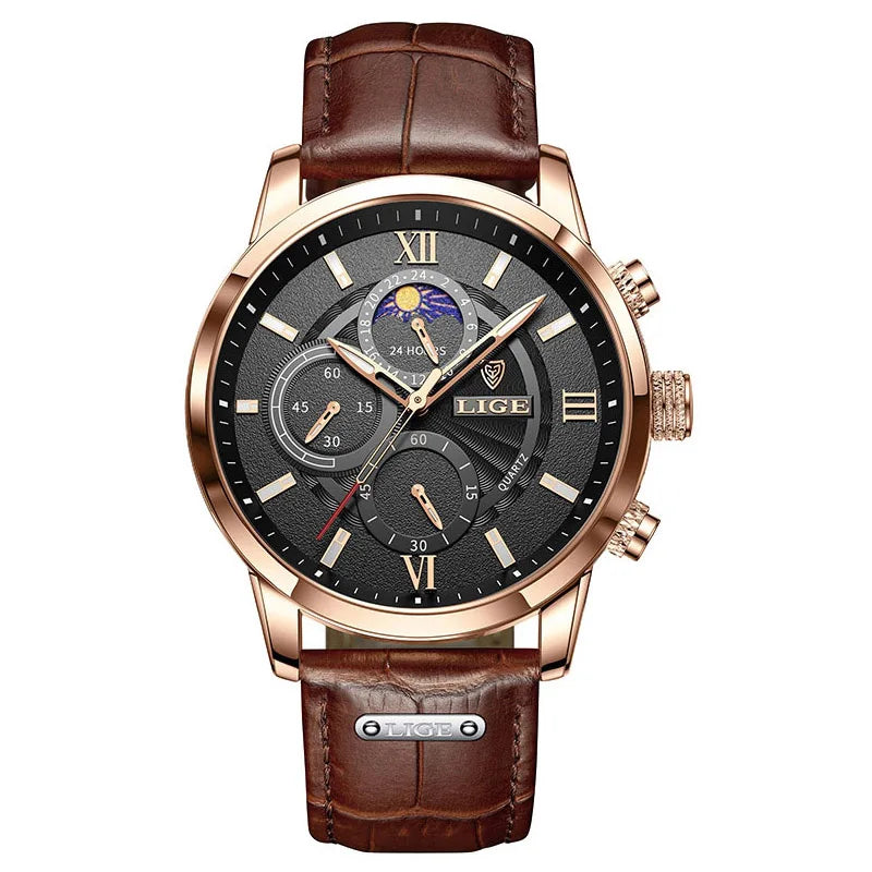 LIGE Luxury Women's Watch Fashion Leather Waterproof Luminous Watch For Women Casual Sports Date Quartz Chronograph Montre Femme