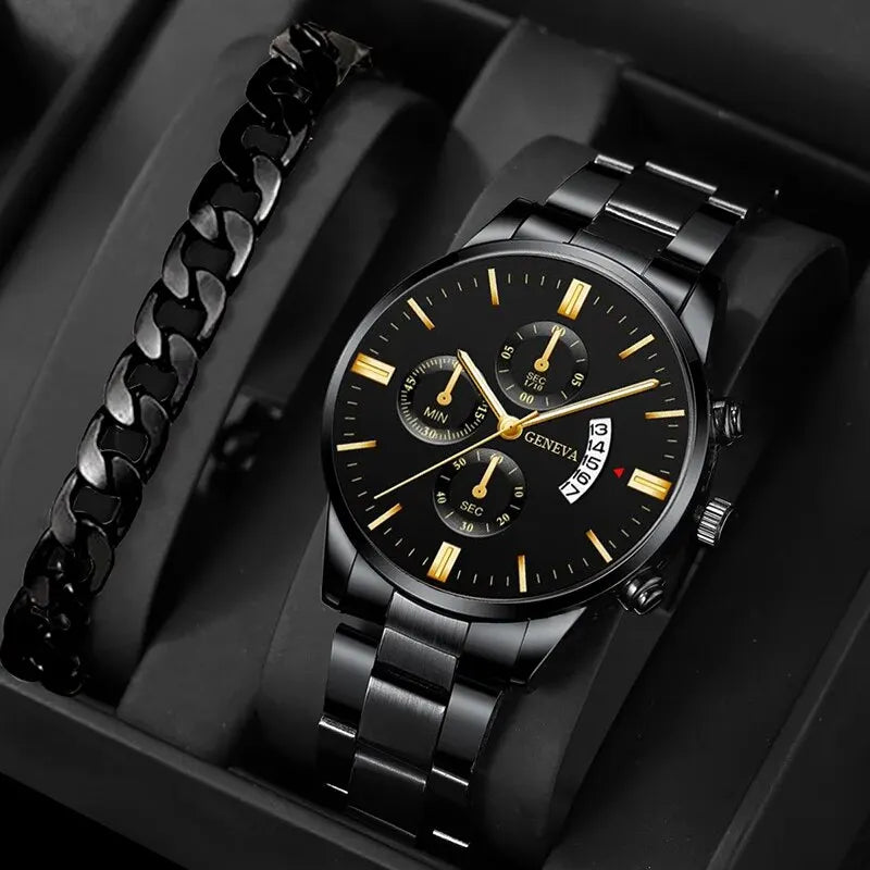 Luxury Men's Stainless Steel Quartz Watch – Waterproof Business Style