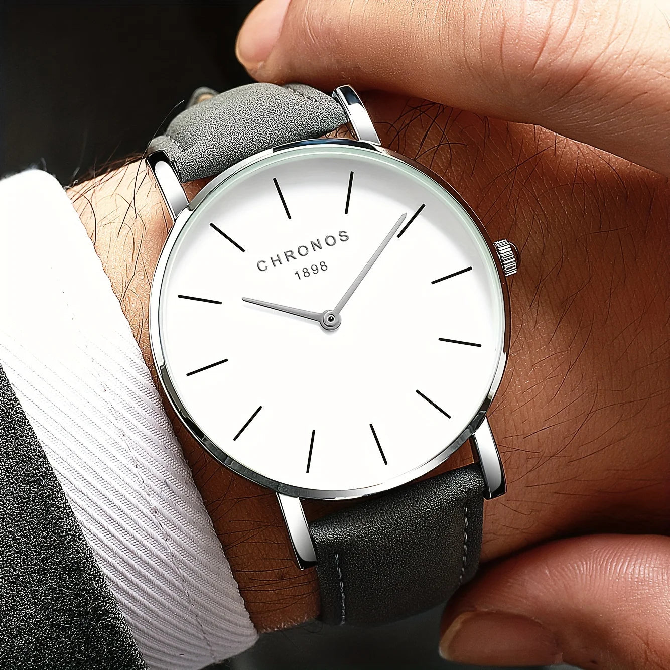 Minimalist Men’s Leather Watch – Luxury Quartz Style (Black/Brown)