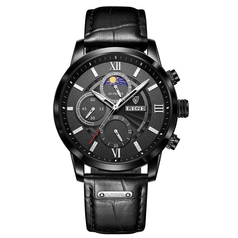 LIGE Luxury Women's Watch Fashion Leather Waterproof Luminous Watch For Women Casual Sports Date Quartz Chronograph Montre Femme