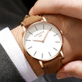 Minimalist Men’s Leather Watch – Luxury Quartz Style (Black/Brown)